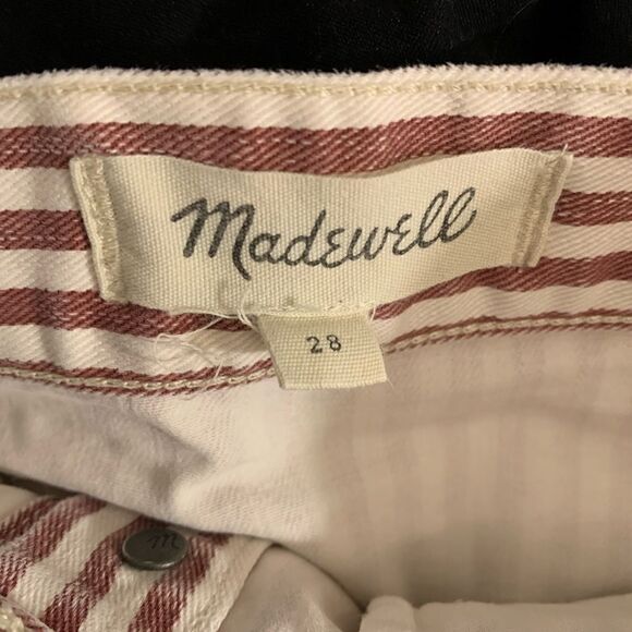 Madewell purple/white striped button down stretch denim skirt Size 28 - Picture 4 of 6